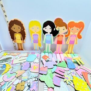 Adorable Wooden Magnetic Dress-Up Dolls Set - Multicolor